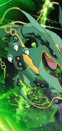 Download Glowing Neon Green Rayquaza Wallpaper