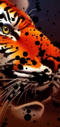 This stunning phone live wallpaper features a close-up of a majestic tiger, sporting beautiful paint splatters on its face for a unique and striking edge