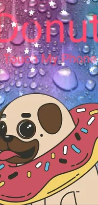 Looking for a charming phone background to brighten up your device? Check out this adorable vector art wallpaper of a playful dog holding a colorful donut in its mouth! With a fun, childlike aesthetic and lively colors, this wallpaper is guaranteed to put a smile on your face every time you see it