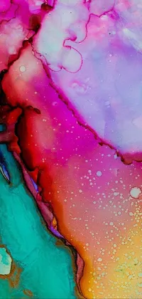 The phone live wallpaper features a mesmerizing abstract artwork in watercolor style