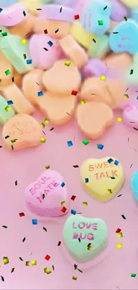 Enhance your phone's screen with the Pink Conversations Hearts Live Wallpaper