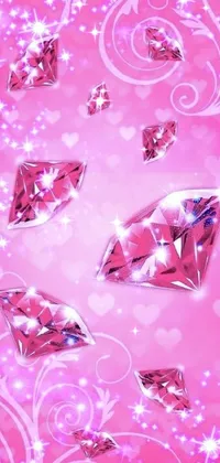 Indulge in the glamour of our live wallpaper - a mesmerizing display of pink diamonds set against a matching pink background