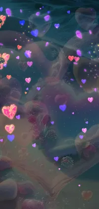 Looking for a fun and adorable way to liven up your phone's aesthetic? Check out this cute live wallpaper featuring a bunch of small, jelly-like hearts floating in the air