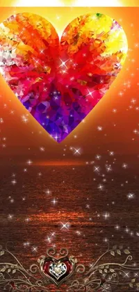 This charming live wallpaper features a digital rendering of a heart in the middle of the ocean, with sparkles and sun rays for added romanticism