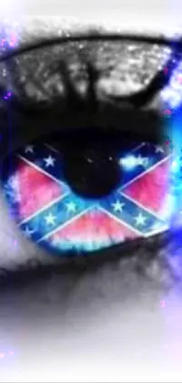 This live wallpaper features a striking close-up of an eye with a Confederate flag superimposed upon it