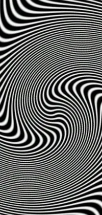This live wallpaper for your phone features a captivating black and white design with a swirling, hypnotic pattern