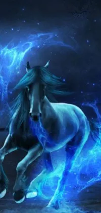 This captivating phone live wallpaper features an incredible image of a horse galloping through water