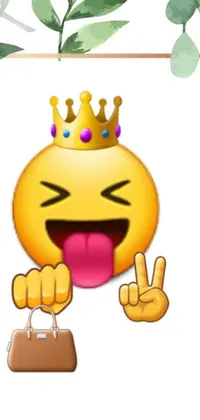 This phone live wallpaper features a yellow emoticon wearing a crown on his head