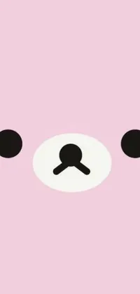 This close-up phone wallpaper features a detailed bear face against a soft pink background