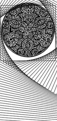 This stunning phone wallpaper showcases a highly detailed, black and white drawing of an eye in an arabesque pattern