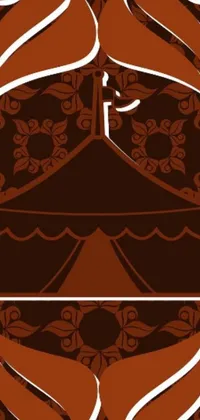 This phone live wallpaper features a unique brown and white pattern with a prominent tent in the center