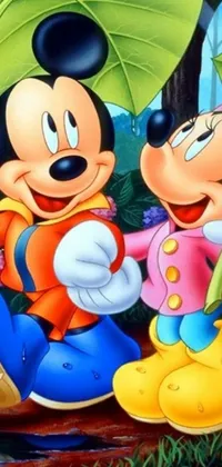 This live wallpaper features the famous Disney characters, Mickey Mouse and Pluto, in a vibrant pop art style
