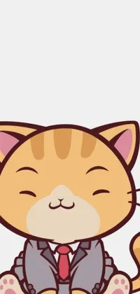 Elevate your phone's aesthetic with this adorable cartoon wallpaper! Featuring a cute cat in a slick suit, this transparent PNG blends effortlessly with any background image