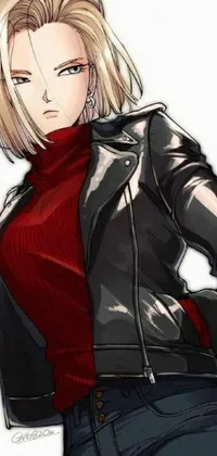 This phone live wallpaper features a mysterious character in a sleek leather jacket and turtleneck
