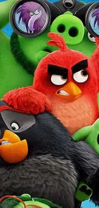 This phone wallpaper showcases a high-definition movie poster of Angry Birds
