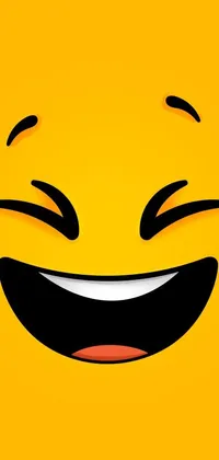 This phone live wallpaper features a close-up of a yellow smiley face with two distinct expressions - one showing laughter and the other screaming