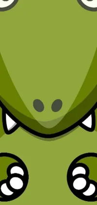This phone live wallpaper features an adorable green cartoon dinosaur with big eyes and spines on its back