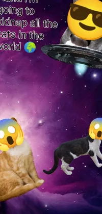 Get ready to transform your phone's wallpaper into an alien galaxy! This live wallpaper features emoticons flying in the sky, alongside cute cats that are sure to keep you amused