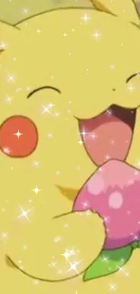 This phone live wallpaper will transport you to a serene field where Pikachu is holding a mysterious egg in its paws