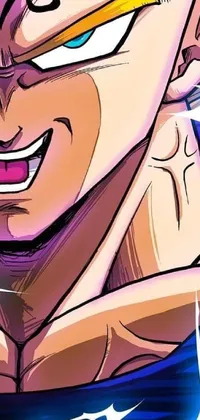 This live phone wallpaper features a highly detailed image of a muscular figure grinning with mischievous intent