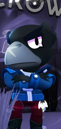 This is a live wallpaper for your phone featuring a cartoon character dressed as a crow