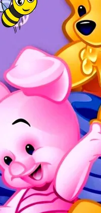 Looking for a fun and playful live wallpaper to liven up your phone's screen? Look no further than this colorful design featuring beloved pop culture icons like Winnie the Pooh, Porky Pig, and more! With lively movement and vibrant color, this wallpaper adds a touch of whimsy and nostalgia to your device
