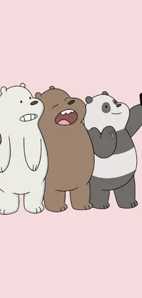 This charming phone live wallpaper showcases two cute bears happily posing together