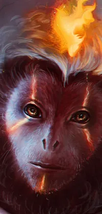 This phone live wallpaper depicts a monkey with a flaming head, making for an attention-grabbing addition to your device