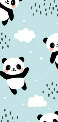 Enjoy a cozy and calm livewallpaper on your phone with this adorable vector art of flying panda bears by Emma Ríos