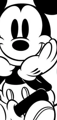 This stunning live phone wallpaper features a close-up view of a cute and mischievous Mickey Mouse cartoon character, inspired by classic Walt Disney animations