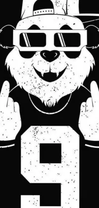 This phone live wallpaper features an artistic black and white image of a bear wearing sunglasses, incorporating an "Obey" motif