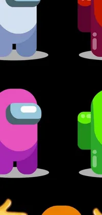 Explore a stunning live wallpaper for Android phones featuring four distinct colored robots in purple and green tones