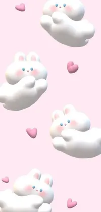 Enhance your phone's home screen with this delightful live wallpaper featuring a realistic 3D render of two adorable white cats snuggling together