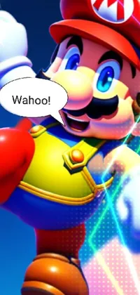 This phone live wallpaper features a Nintendo character in a close-up shot with a speech bubble, presented in a stunningly ray-traced image