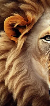 This phone wallpaper showcases a breathtaking close-up of a lion with its mouth agape