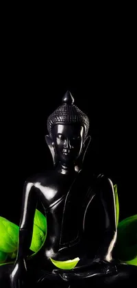 Immerse yourself in a calming and serene ambiance with this minimalist live wallpaper featuring a stunning statue of a person seated in a lotus pose