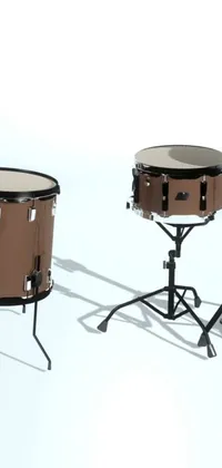This is a stylish and modern live wallpaper for your phone, featuring two beautifully designed drums on top of a table