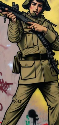 This phone live wallpaper features stunning graffiti art inspired by the Soviet art movement "sots art