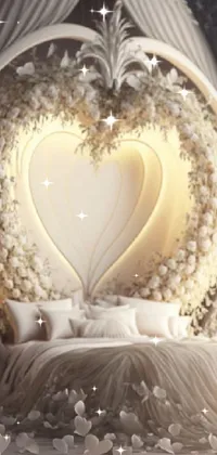 Decorate your phone with the latest and most iconic heart-shaped live wallpaper! Embrace love and spread romance with stunning bed shaped in a heart and surrounded by colorful flowers