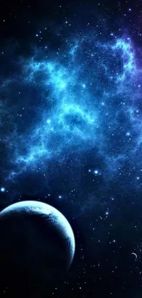 This phone live wallpaper showcases a stunning space scene with stars and planets in the background