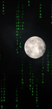 A futuristic phone live wallpaper featuring a glowing full moon set against a vantablack wall backdrop