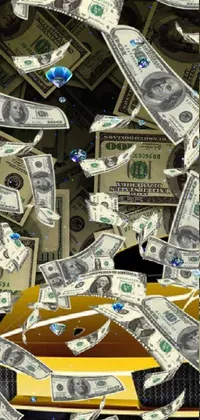 Get ready to enhance your phone's visual appeal with this exciting live wallpaper! It features a digital rendering of a pile of money on a table, crafted with exceptional detail by a talented digital artist