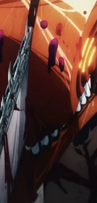 This phone live wallpaper features a close up of a person holding a sword, inspired by auto-destructive art and anime screencaps
