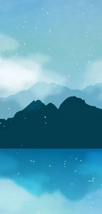 This phone live wallpaper features a striking digital illustration of a serene nighttime scene