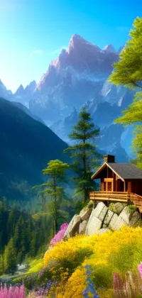 Enjoy a peaceful escape to the mountains with this stunning live wallpaper for your phone