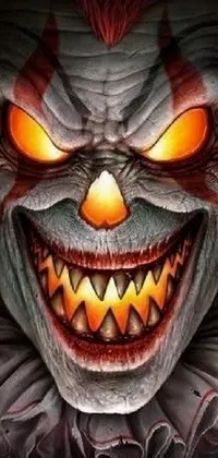 Get ready for a spine-chilling wallpaper experience with this phone live wallpaper boasting a close-up of a frightening clown face