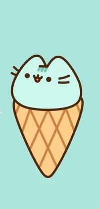 This phone live wallpaper showcases a charming cat sitting in a magnificent ice cream cone, complete with a colorful bow and fantasy-inspired elements such as zombies, fairies, and strawberries