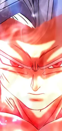 This phone live wallpaper showcases a close up of a popular anime character emitting a menacing red aura