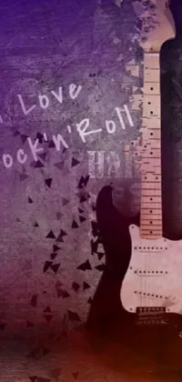 This phone live wallpaper beautifully showcases a rock'n'roll inspired guitar with the text "I love rock'n'roll"