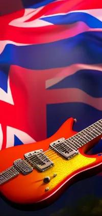 Transform your phone screen into a high-energy British rock n' roll scene with this red guitar live wallpaper